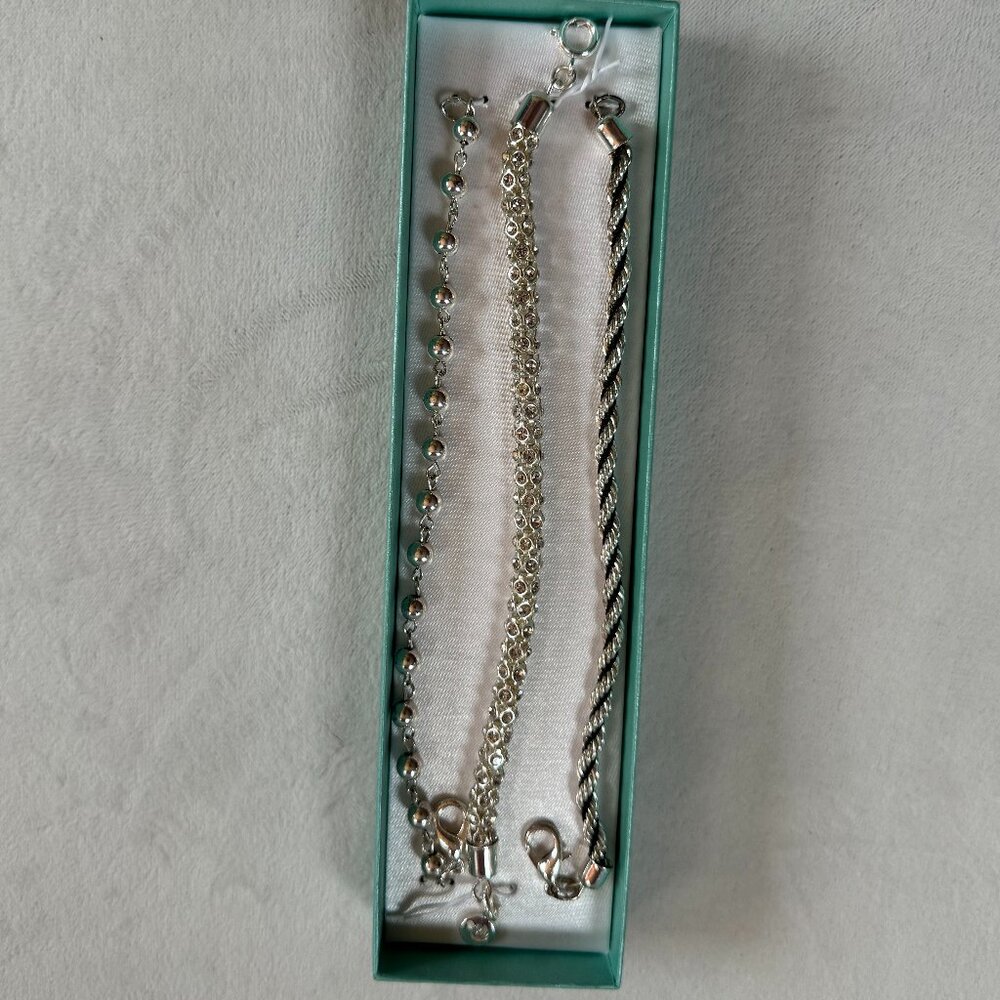Set of 3 Silver Plated Bracelets New with Tags